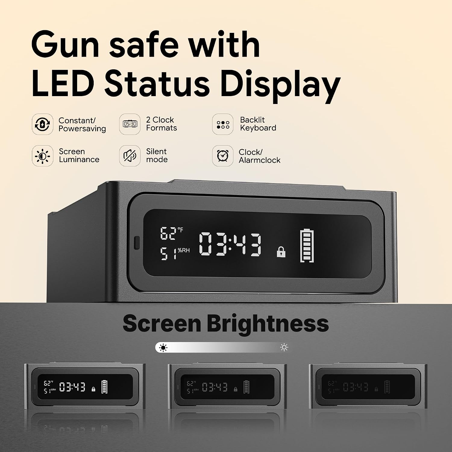 Bedside Gun Safe with Wireless Charging - Biometric Safe with Fast Fingerprint, Backup Key & USB-C Emergency Unlock