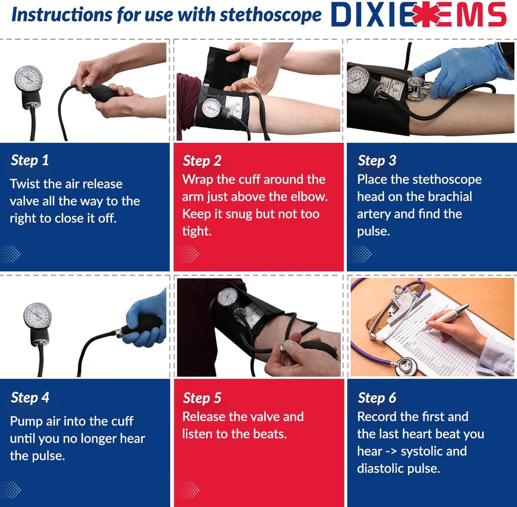 Deluxe Aneroid Sphygmomanometer Blood Pressure Set W/Adult Cuff, Carrying Case and Calibration Tool - Navy