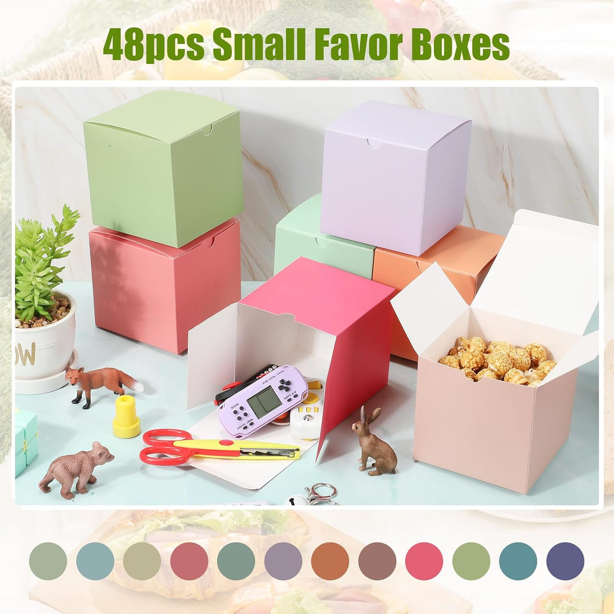 48 Pack Colorful Gift Boxes 12 Colors Small Cardboard