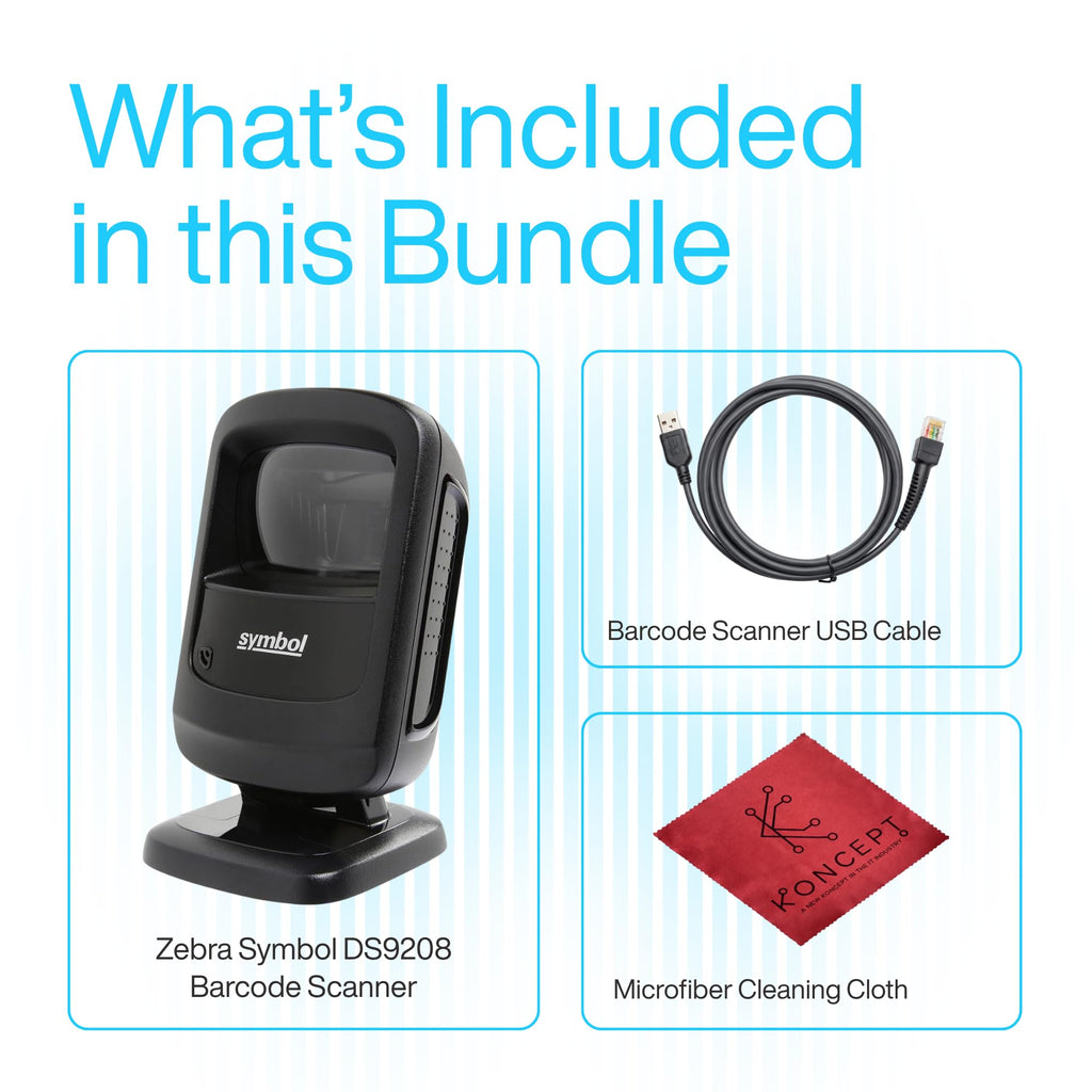 DS9208 Zebra Symbol 1D/2D Hands-Free Barcode Scanner, USB Cable Included