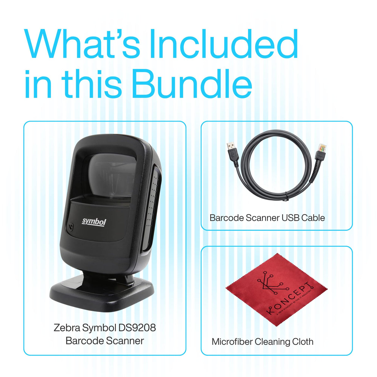 DS9208 Zebra Symbol 1D/2D Hands-Free Barcode Scanner, USB Cable Included