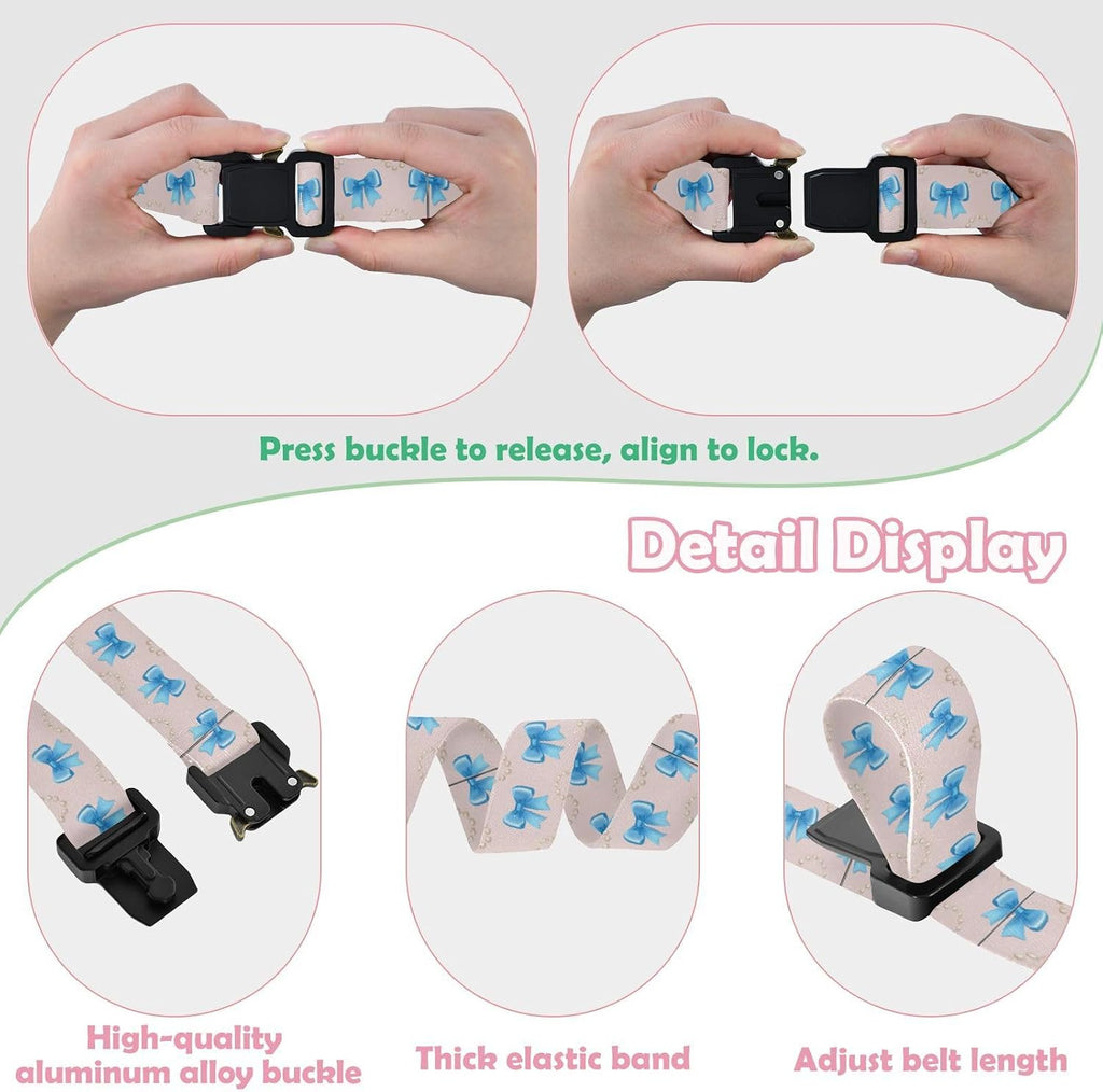 Bow Tie Adjustable Kids Elastic Belts, Girls Boys Stretch Waist Belt with Aluminum Alloy Buckle