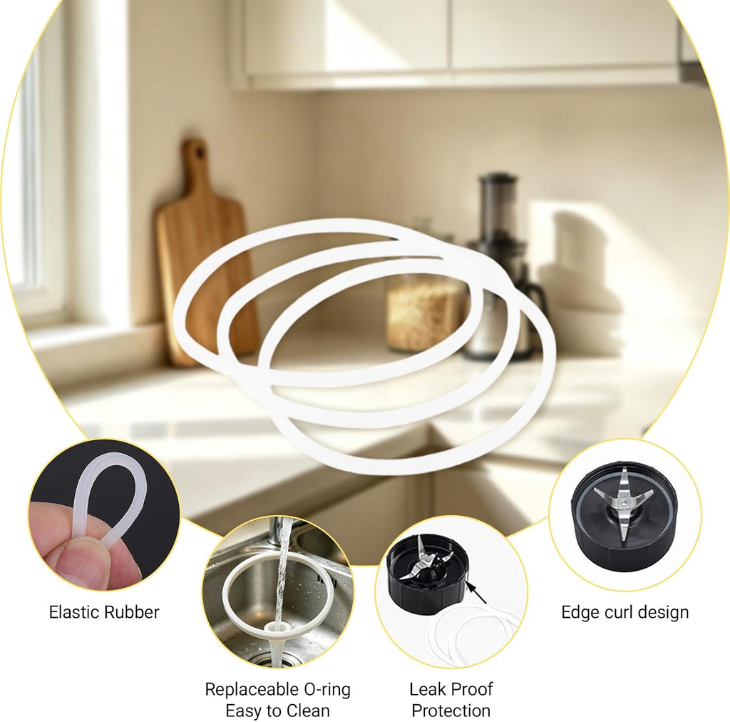 Blender Gasket Sealing Replacement O Loop Rubber Compatible with for Flat Intersect Blades(3X)