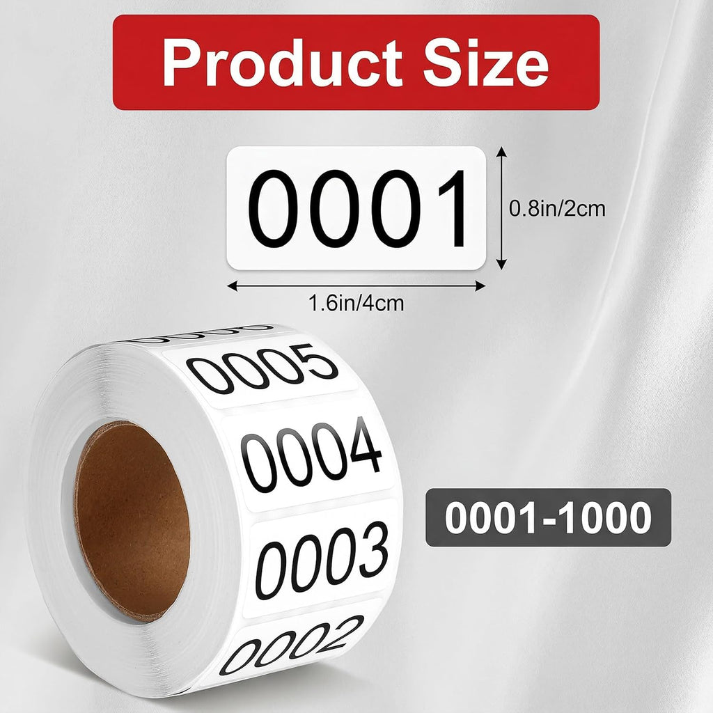 Consecutive Number Stickers, 1-1000 Self-Adhesive Inventory Labels
