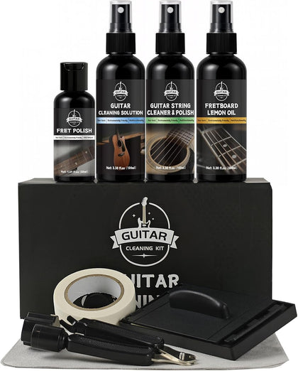 Guitar Cleaning Kit-8Pc Professional Maintenance Set with Oil & Wax | Cleans & Enhances Shine, Safe & Gentle