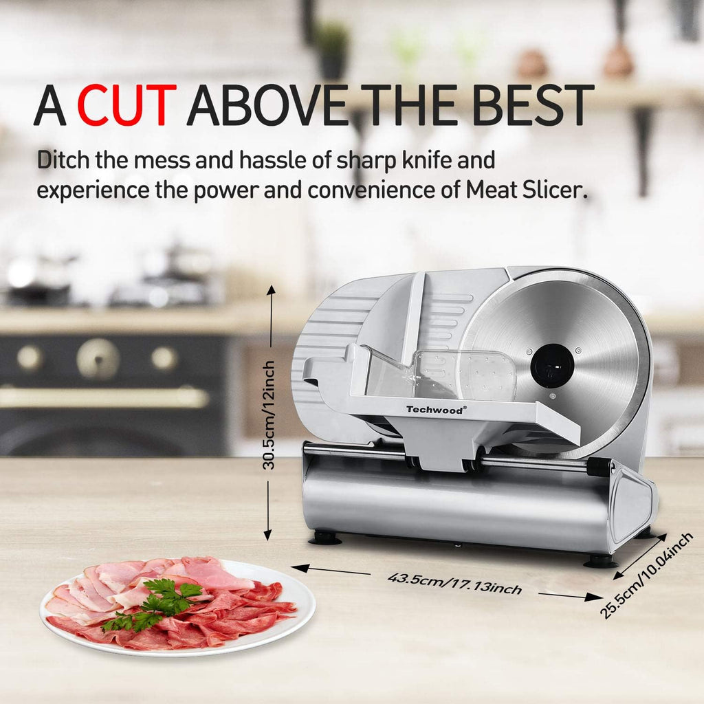 Meat Slicer, Techwood Electric Deil Food Slicer with Removable 9” Stainless Steel Blade, Deli Cheese Fruit Vegetable