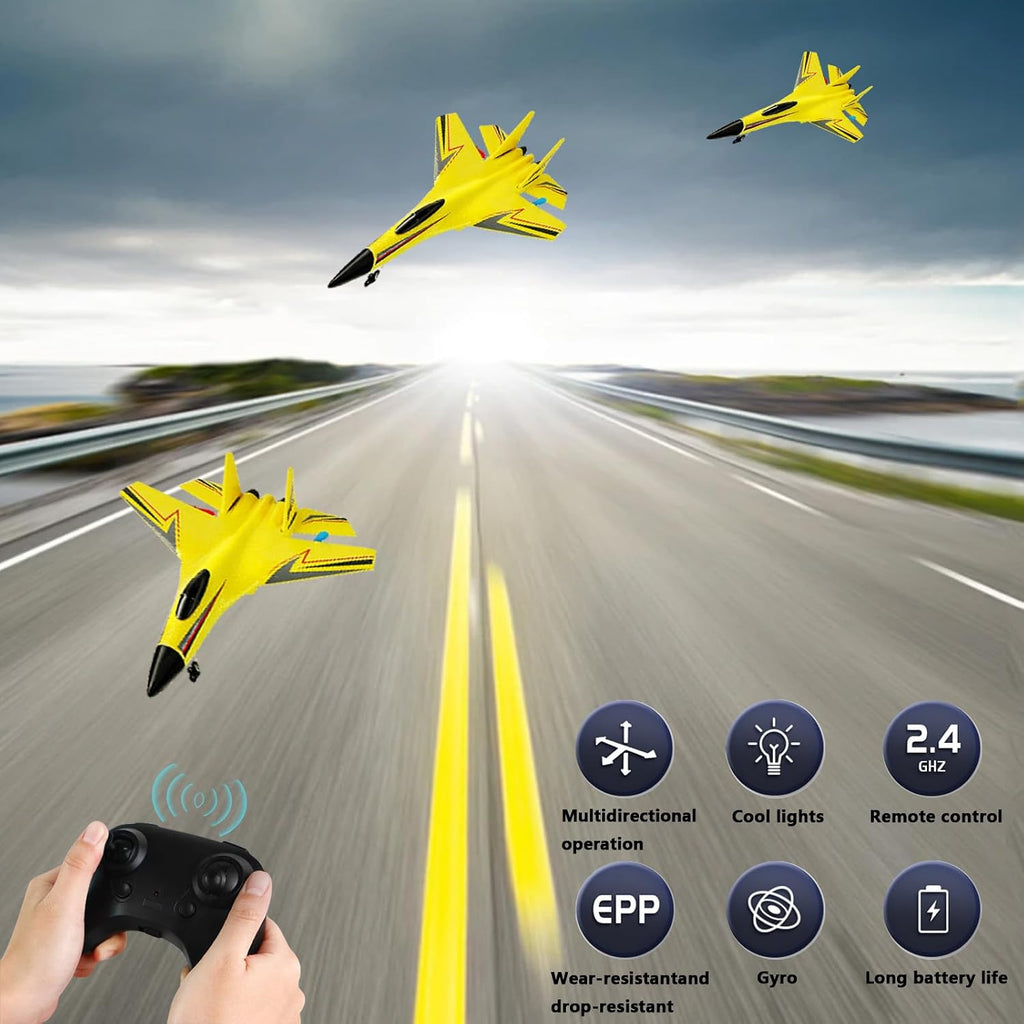 RC Plane,Foam Remote Control Airplanes,2.4GHz RC Airplane Fighter Jet Drone with LED Light, 360° Flip,Easy to Fly RC