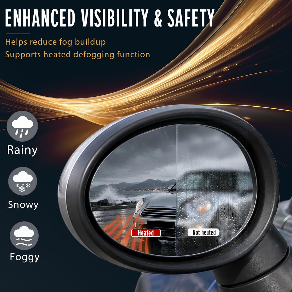 Left Driver Side Mirror Glass Replacement for 2007-2015 Mini Cooper