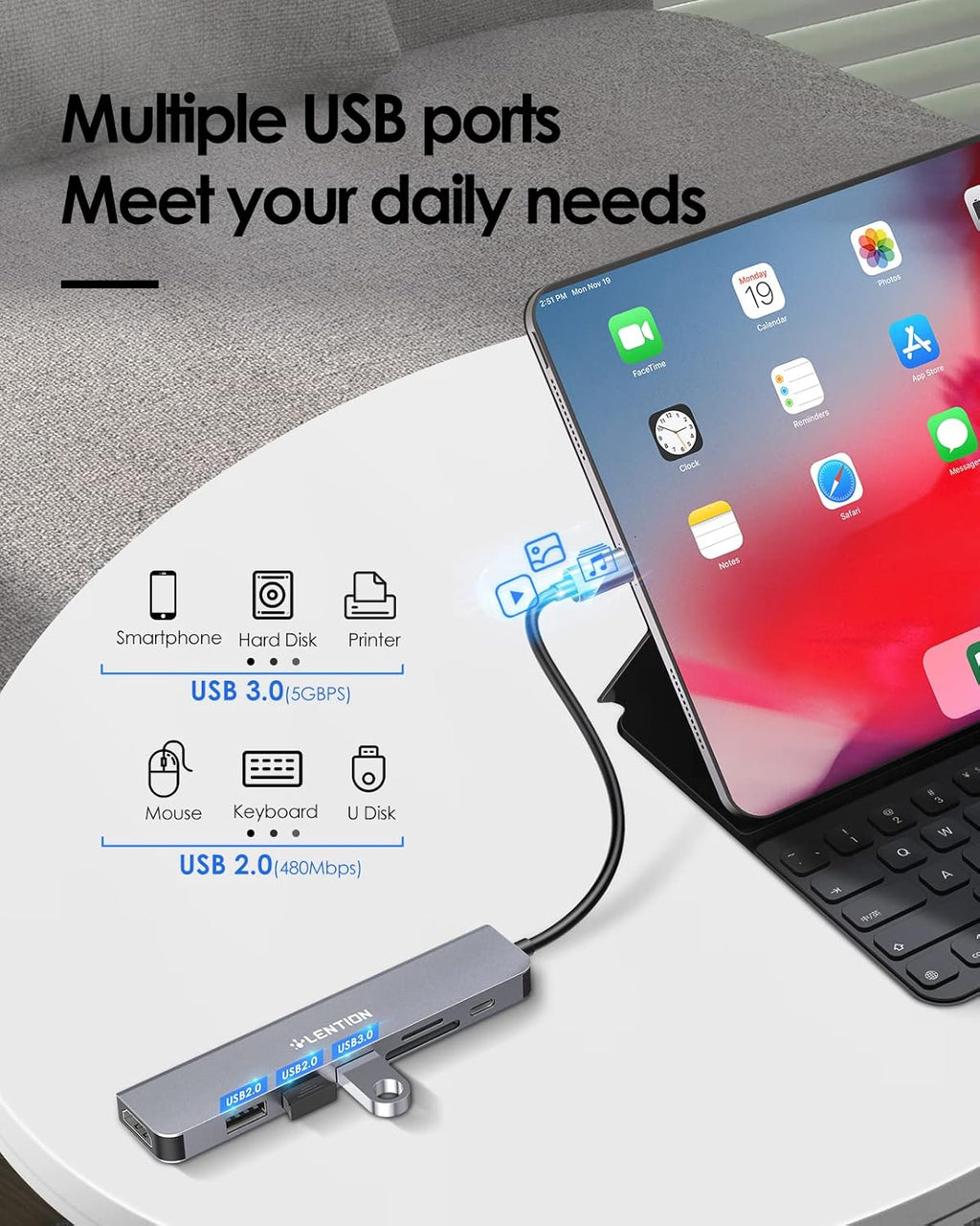 USB C Hub with 100W Charging, 4K HDMI, Dual Card Reader, USB 3.0 & 2.0 Compatible MacBook Pro, New Mac Air/Surface