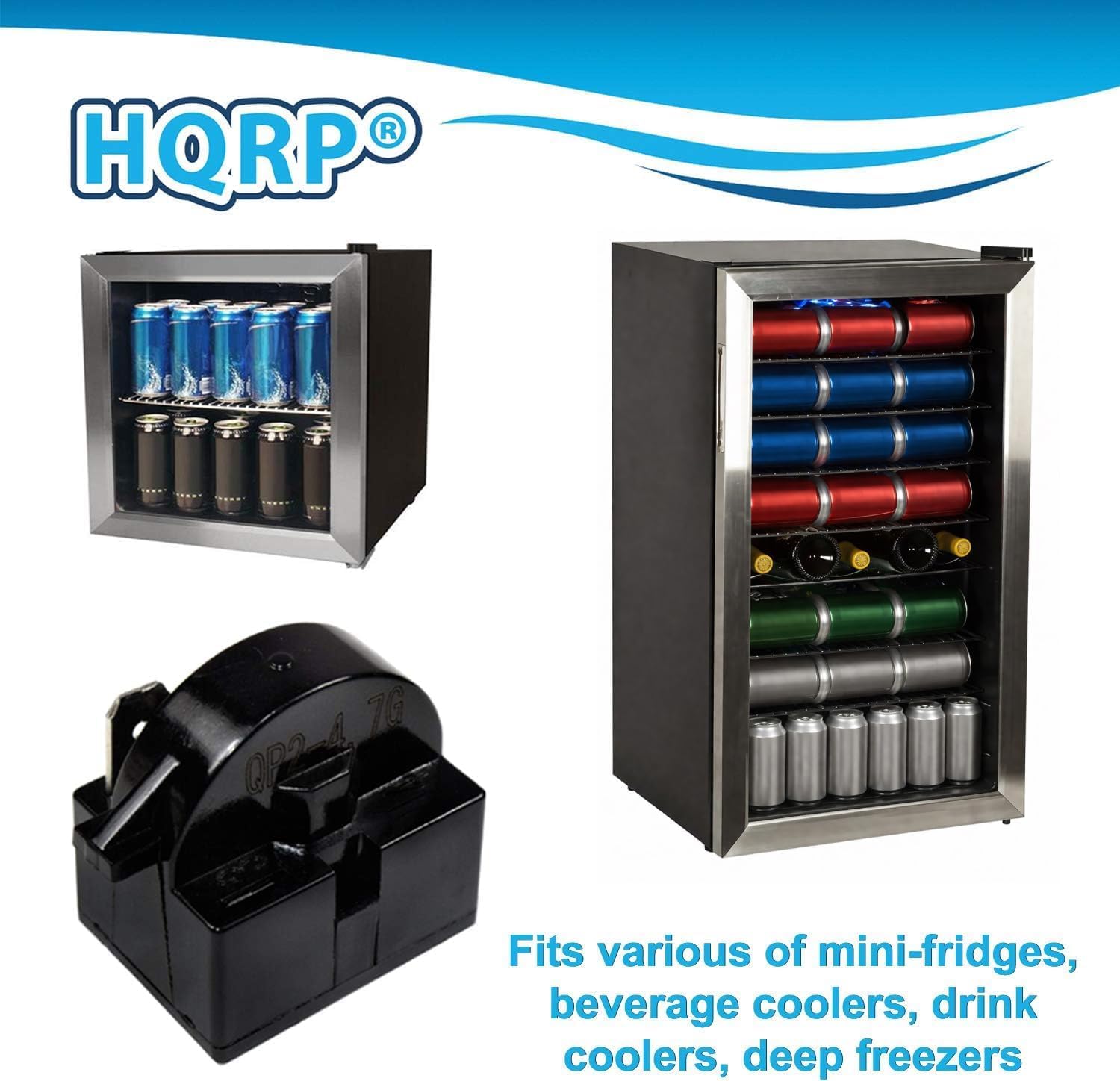 Compressor 4.7 Ohm 1-Pin PTC Starter/Start Relay and Overload Kit Compatible with Mini Fridges, Compact