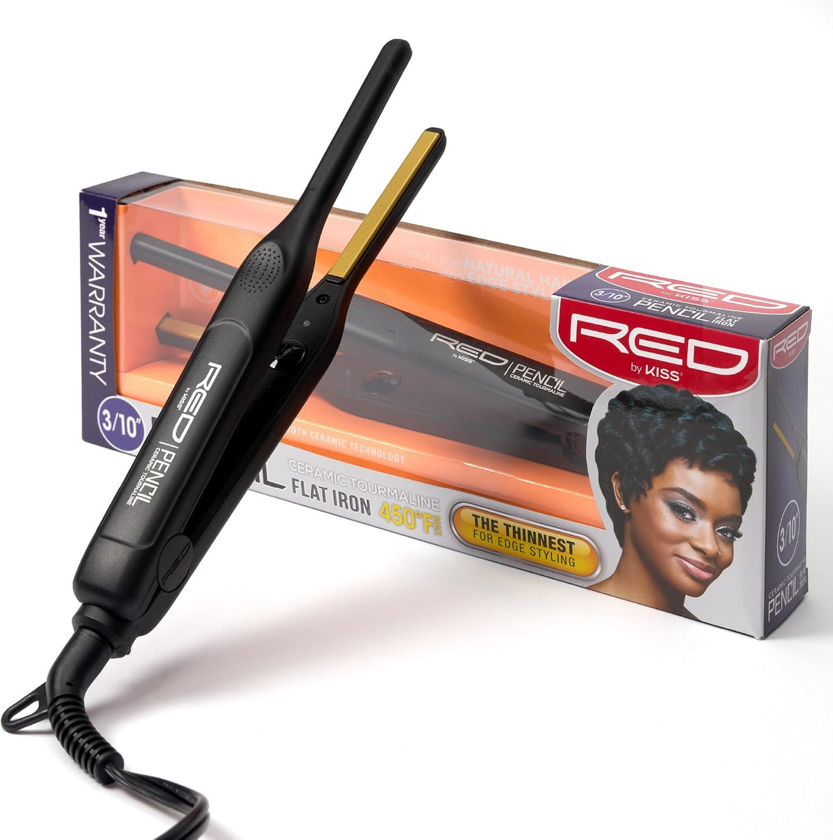 0.3 Inch Pencil Flat Iron, 3/10" Ceramic Tourmaline Hair Straightener for Thin, Short Hair & Edge Styling, Fast 60s