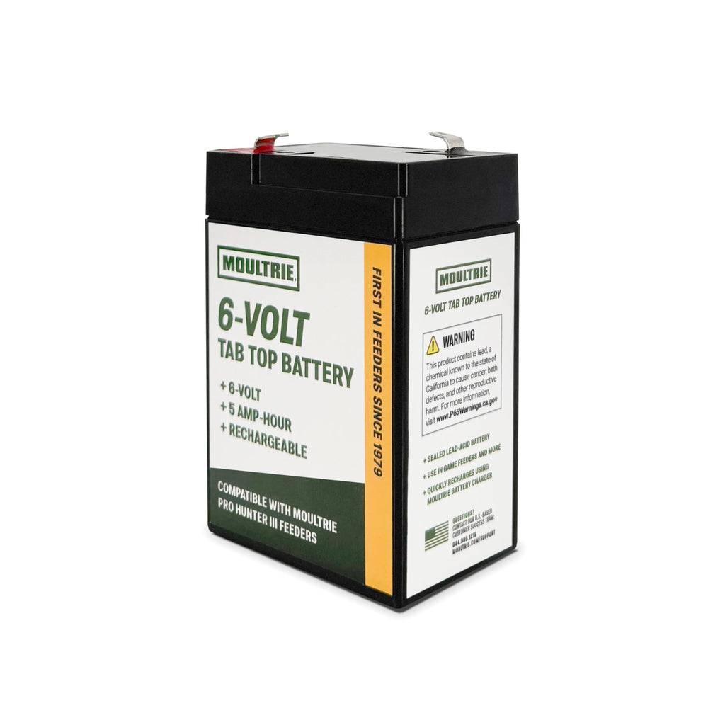 6V Tab Top Battery for Feeders - 5Ah, Rechargeable
