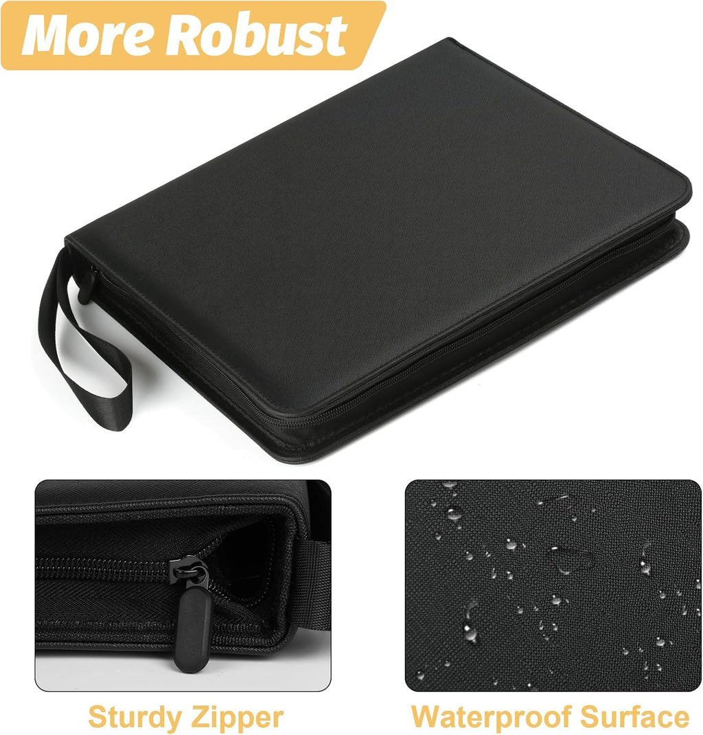 3 Ring 9 Pocket Zipper Card Binder, 720 Double Sided Standard PU Trading Card Album Folder for TCG & Sports Cards