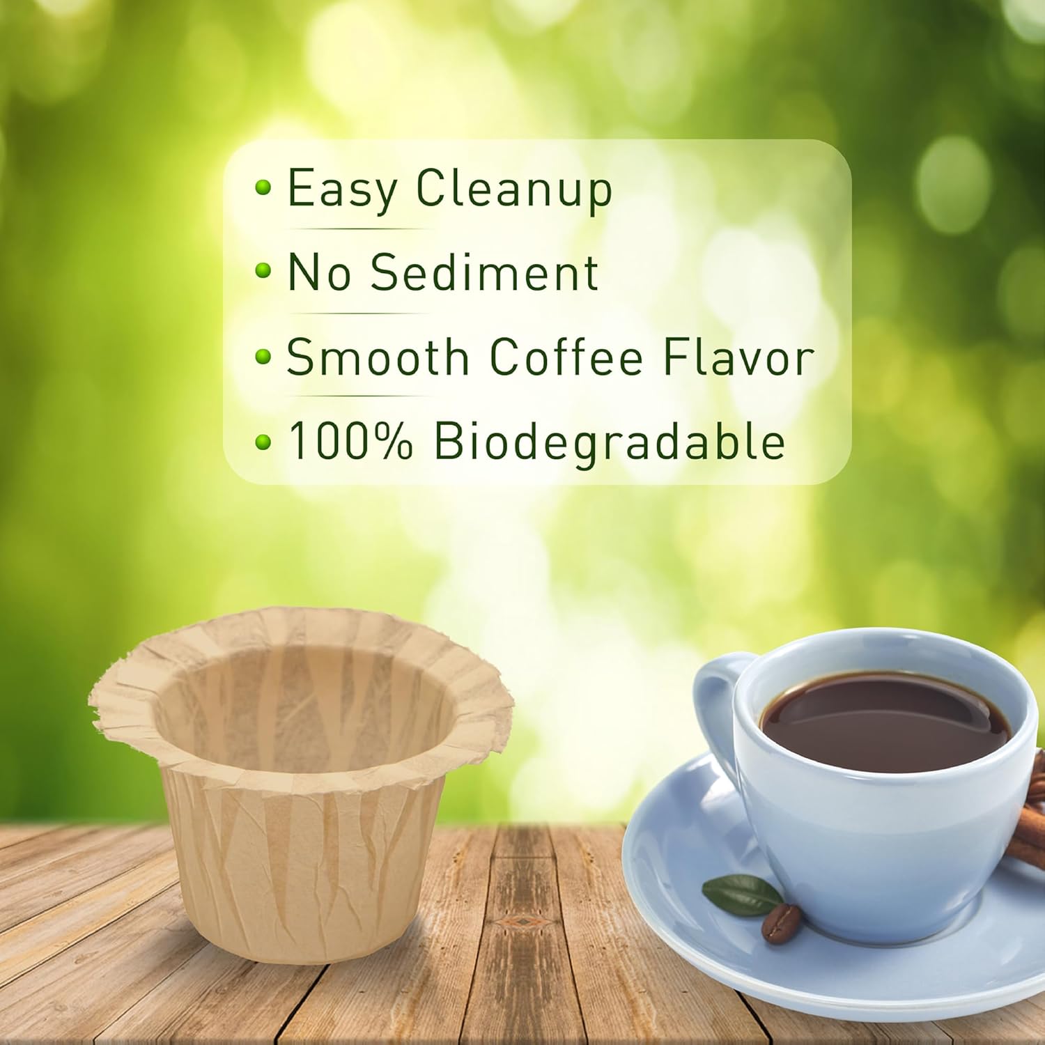 100 Count Natural Paper Filters for Keurig Single Serve 1.0 and 2.0, Fits All Brands Reusable K Cups