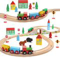 Wooden Train Set for Toddler with Double-Side Train Tracks Fits Brio, Thomas, Melissa and Doug, Kids Wood Toy Train