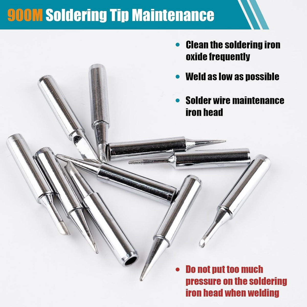 10 Pcs 900M Soldering Iron Tips, Replacement Soldering Tips, Compatible with HAKKO, Atten, Quick, Aoyue, Yihua, Vastar, and Major (Silver)