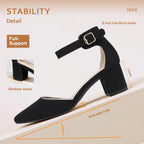 Women's Black Pumps Low Block Heels Size 6.5