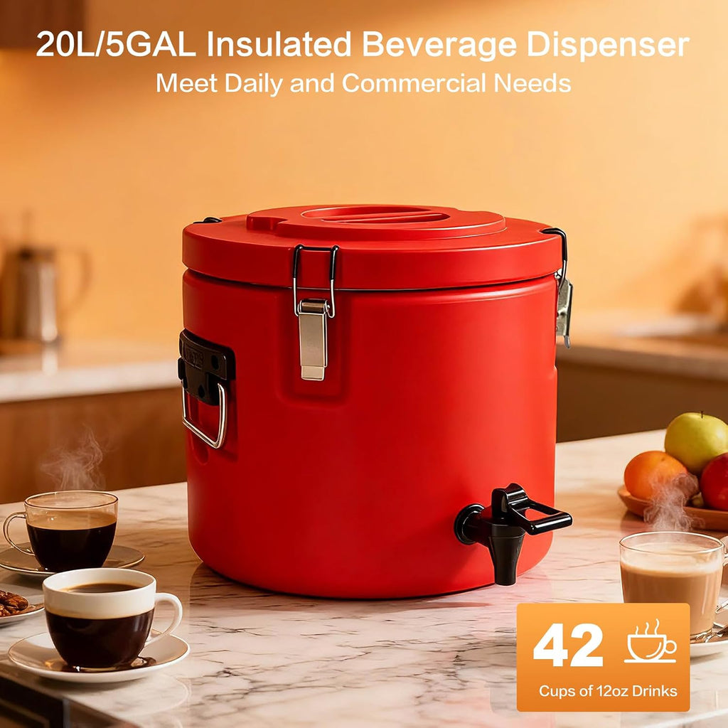 Insulated Beverage Dispenser 5 Gallon,Hot and Cold Drink Dispenser