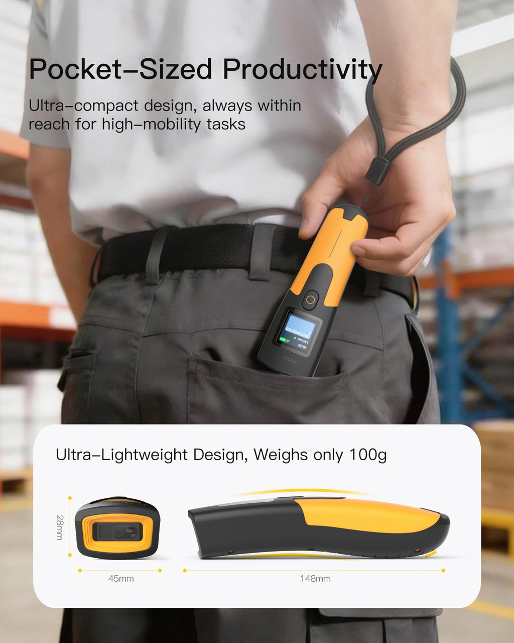 2D Wireless Barcode Scanner with 1.4 inch TFT, 2600mAh, Nano 260D