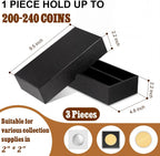 3 Pcs Double Row Coin Storage Boxes,Black