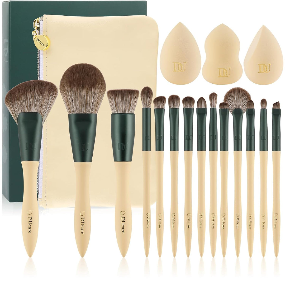 18 Makeup Brushes Set Makeup Sponges Cosmetic Bag