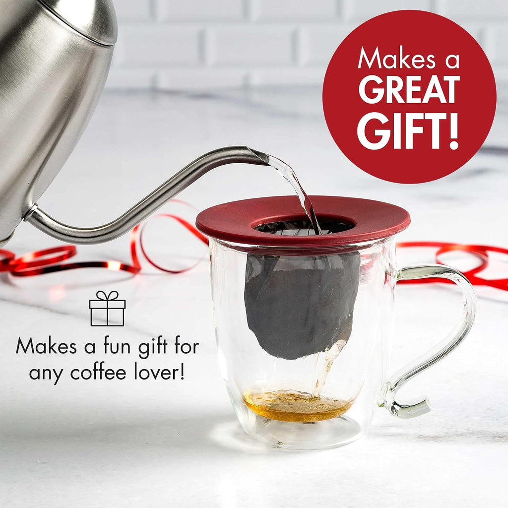 Brew Buddy Portable Pour Over, Reusable Fine Mesh Filter, Dishwasher Safe, Single Cup of Coffee or Tea at Any