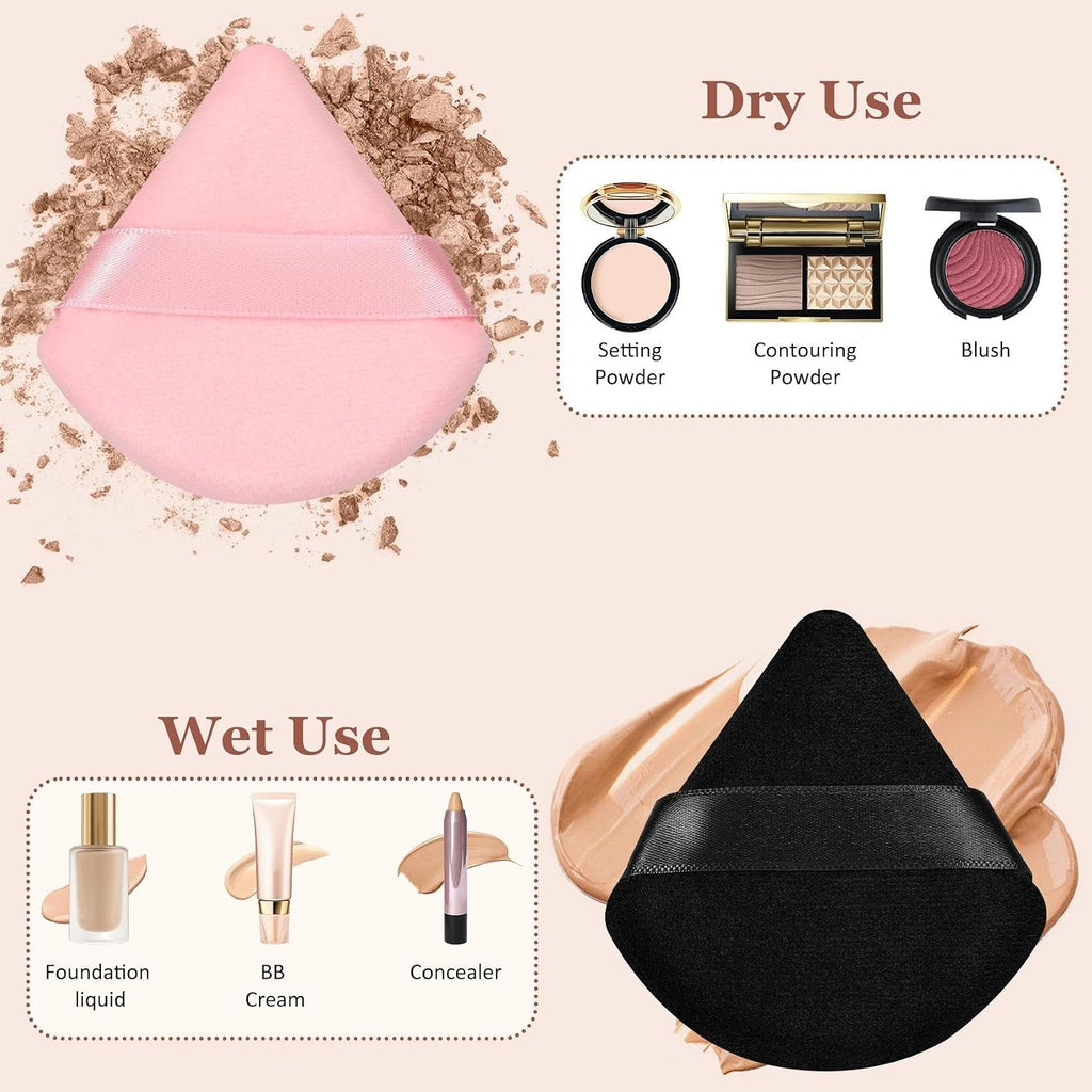 Triangle Powder Puff,Thick Makeup Sponge Powder Puff (48 PinkBlack)
