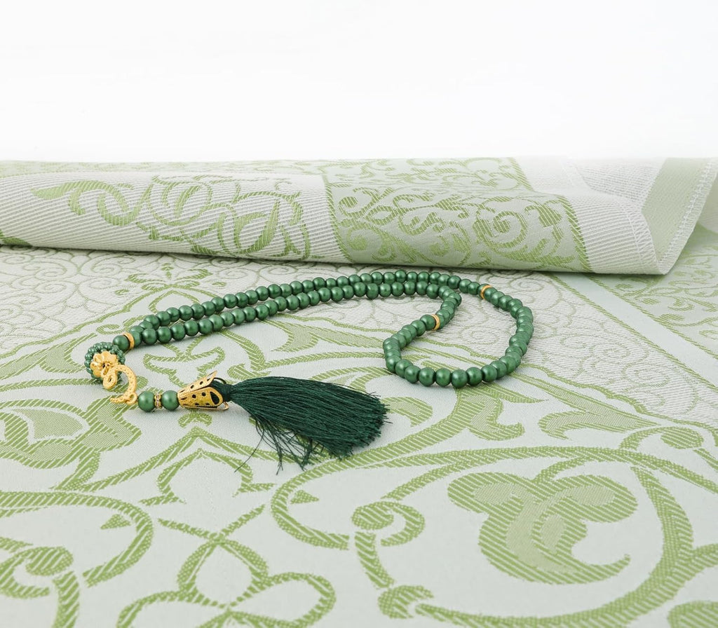 Muslim Prayer Rug with Tasbih and Portable Bag, Muslim Gift for Women Men, Mubarak Islamic Box, Soft Mat Islam Gifts