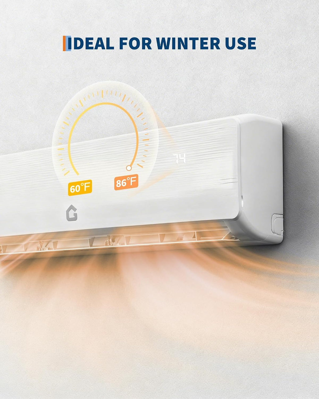 12000 BTU Mini Split Heat Pump AC, 19 SEER2 Inverter Ductless Wall-Mount Air Conditioner & Heater, 6-in-1 Modes
