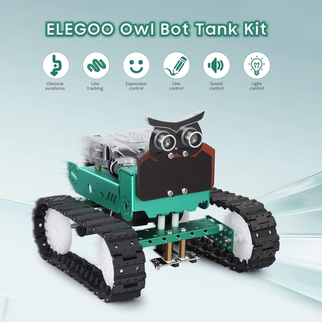 ELEGOO Owl Smart Robotics Car Kit V2.0 with Nano Compatible with Arduino | Build & Code STEM Project, Bluetooth