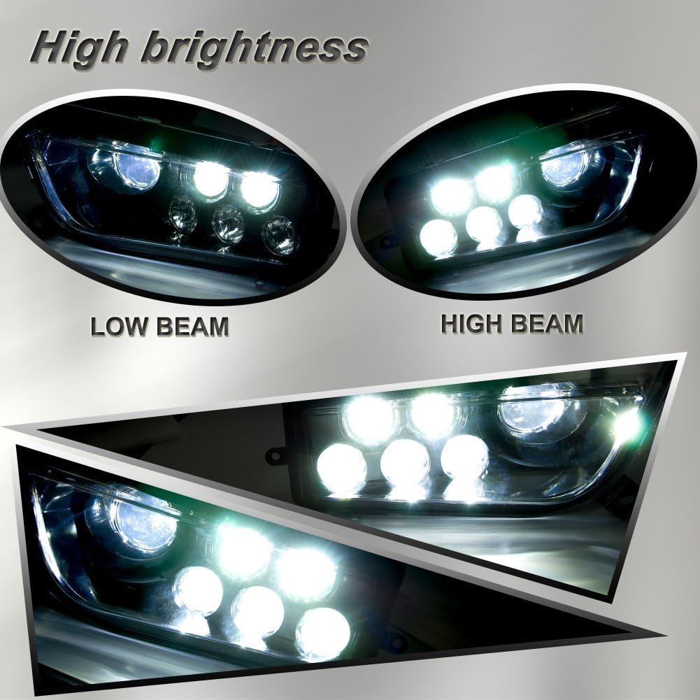 BUNKER INDUST LED Headlight Clear Lens Replacement Headlamp Compatible with 2014-2023 Polaris RZR XP 1000 900 LED Halo Lights