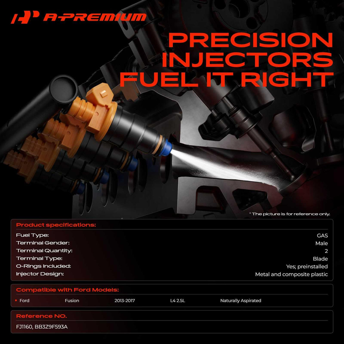 A-Premium Fuel Injectors Set of 4 Compatible with Ford