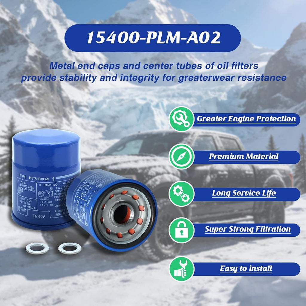 3PCS CMDOCK Oil Filter, Upgraded Version 15400-PLM-A02, with Washers