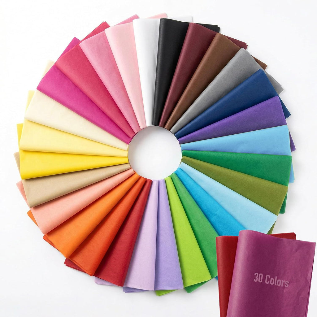 150 Sheets Colored Tissue Paper Bulk in 30 Colors 14x20 Inch