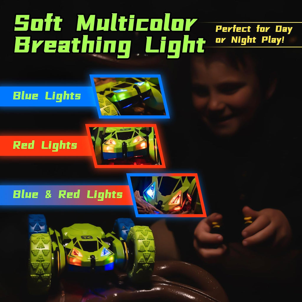 Remote Control Flip Stunt Car Double Sided Driving Toys Gifts | Durable RC Cars with Breathing Soft Lights for Boys