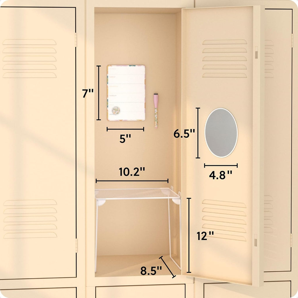 Magnetic Locker Organizer and Accessories Kit With Stackable Locker Shelf, Back to School Essentials, Saccharine