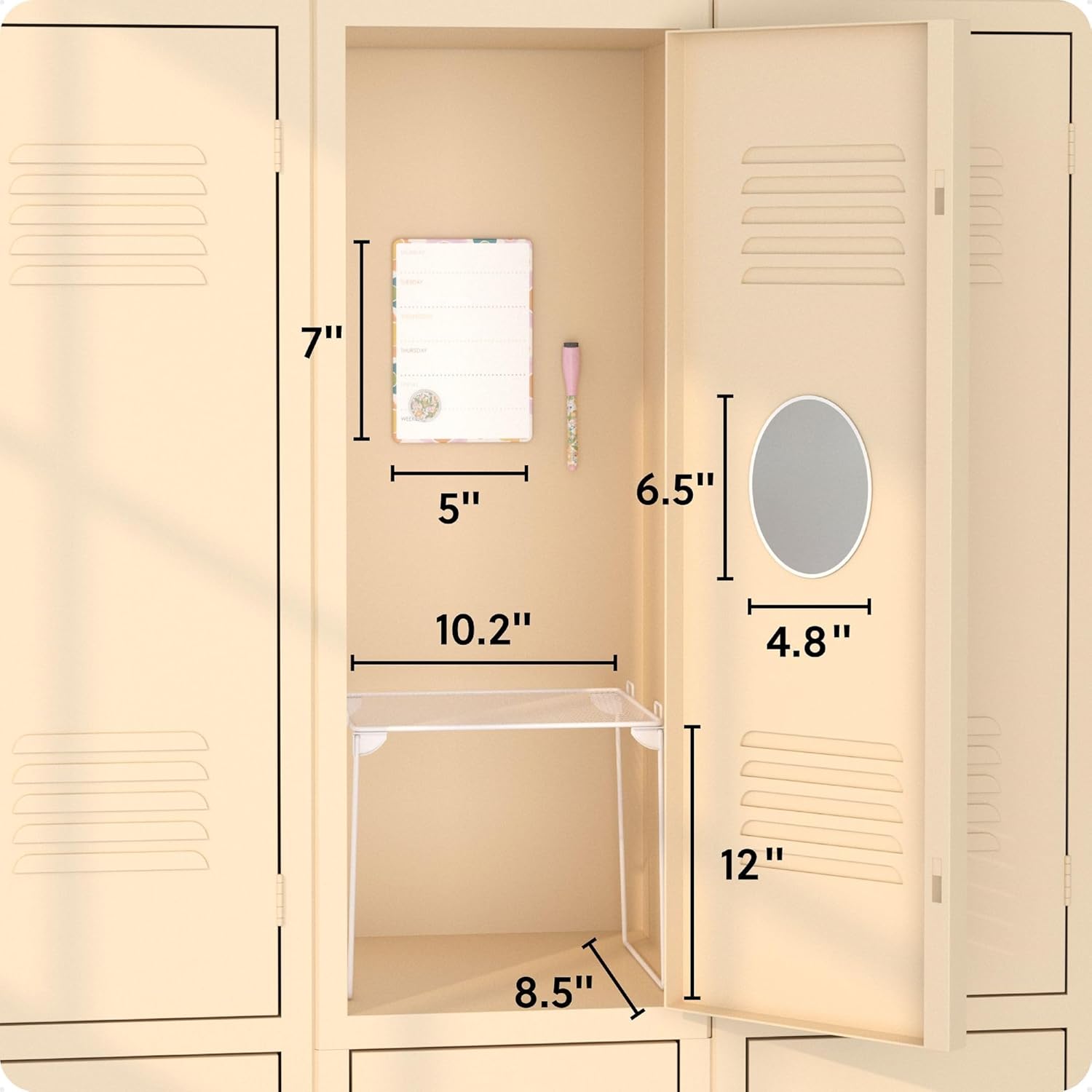 Magnetic Locker Organizer and Accessories Kit With Stackable Locker Shelf, Back to School Essentials, Saccharine