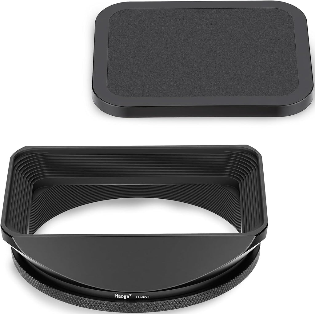 77mm Square Metal Screw-in Mount Lens Hood Shade with Cap for 77mm Canon Nikon Sony Leica Leitz Carl Zeiss