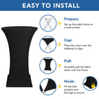 Cocktail Table Covers-Black Spandex Round High Top Table Cloths Party