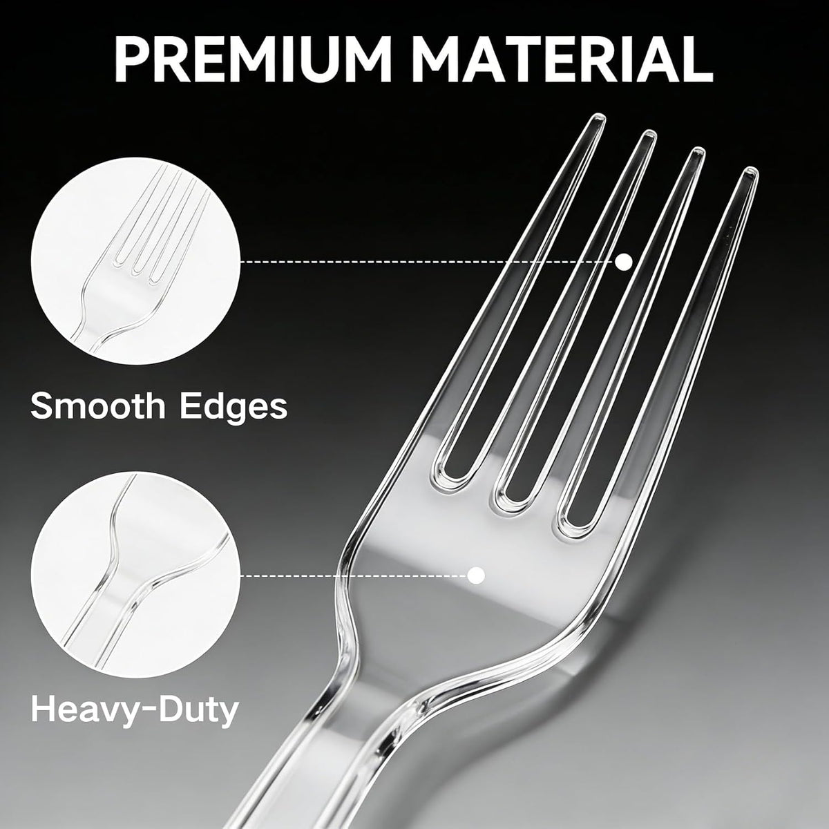 100 Count Heavy Duty Plastic Forks Disposable Clear Forks | Heat Resistant Plastic Fork Set, BPA-Free Disposable Fork