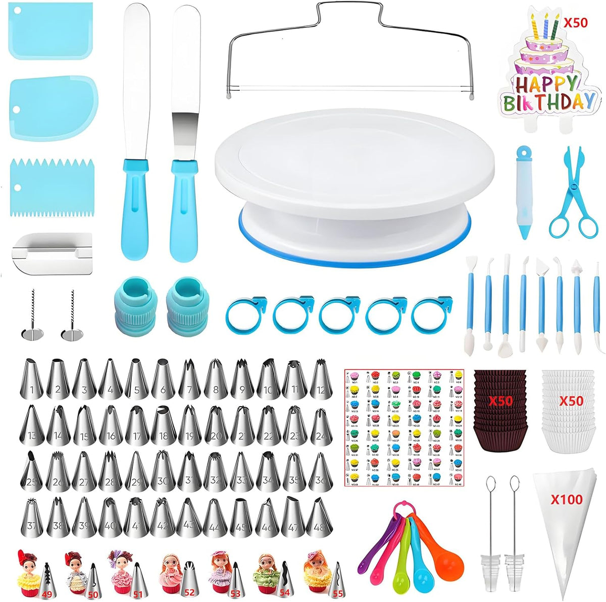 Cake Decorating Kit, 340 Pcs Baking Tools (Blue)
