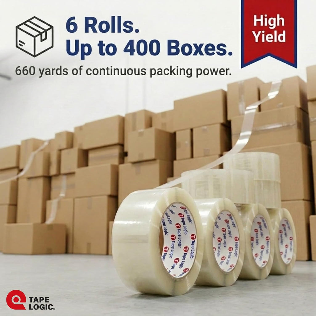 Packing Tape (6-Rolls), 3" x 110 yd - Strong Packaging Tape Refill for Shipping, Moving, Order Fulfillment, Acrylic