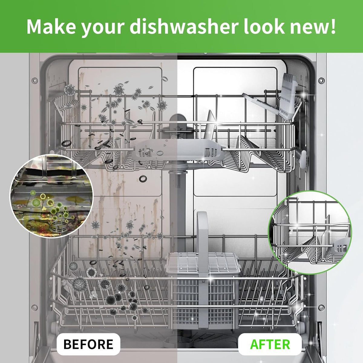 Dishwasher Cleaner and Deodorizer Tablets, Dishwasher Cleaning Tablets 24 Pack - Helps Remove Limescale & Odor