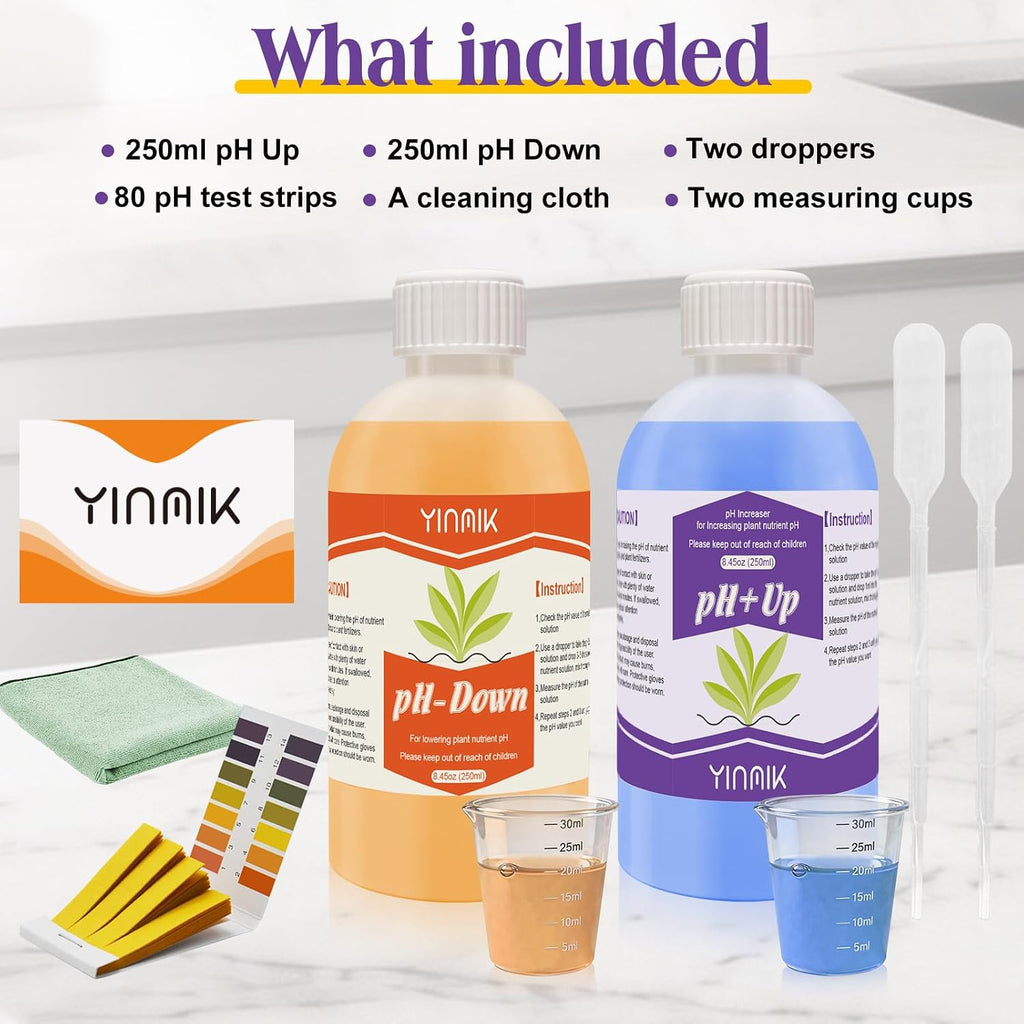 General Hydroponic pH Up Down Liquid, pH Control kit Adjust pH Level | 500ml Premium Buffering Solution for pH