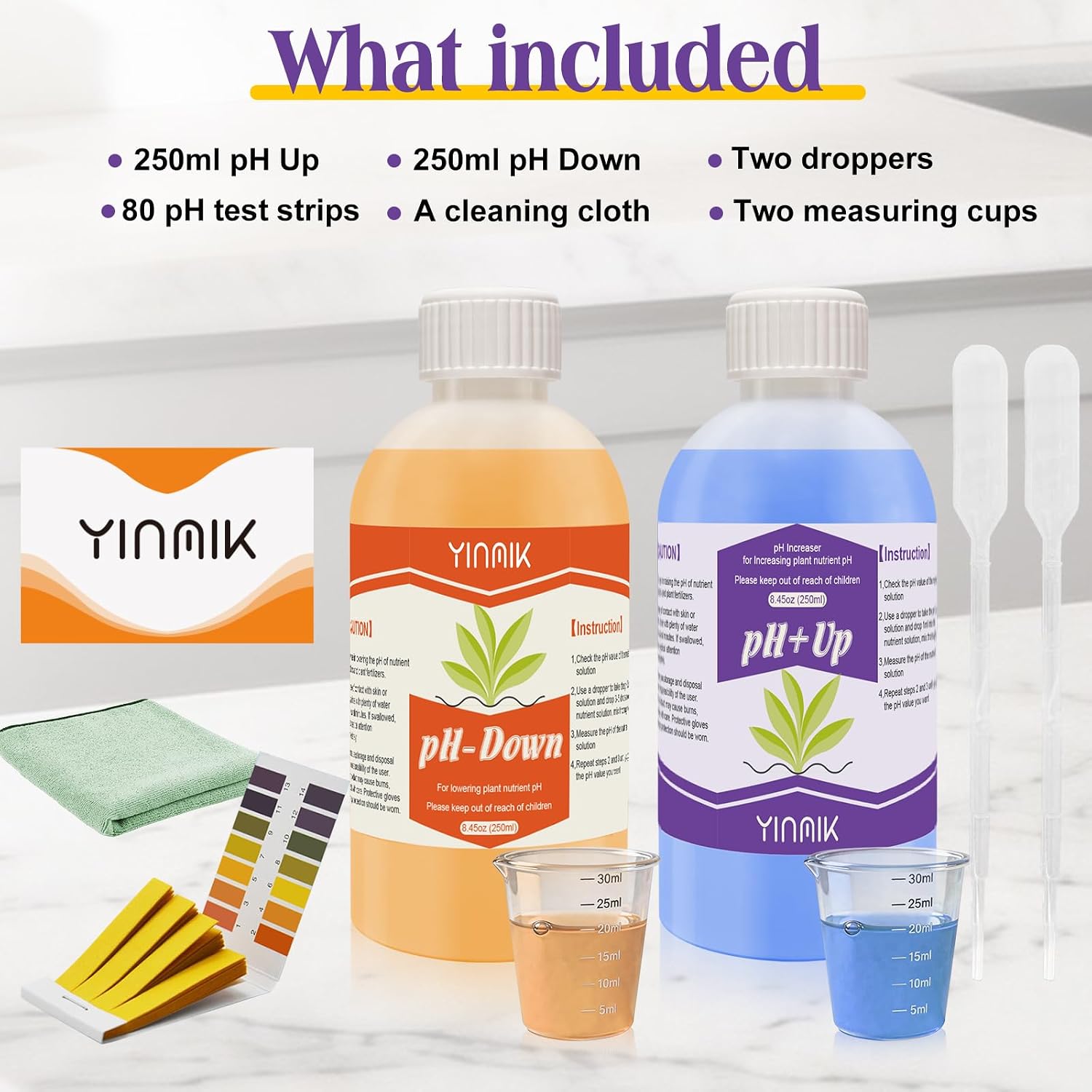 General Hydroponic pH Up Down Liquid, pH Control kit Adjust pH Level | 500ml Premium Buffering Solution for pH