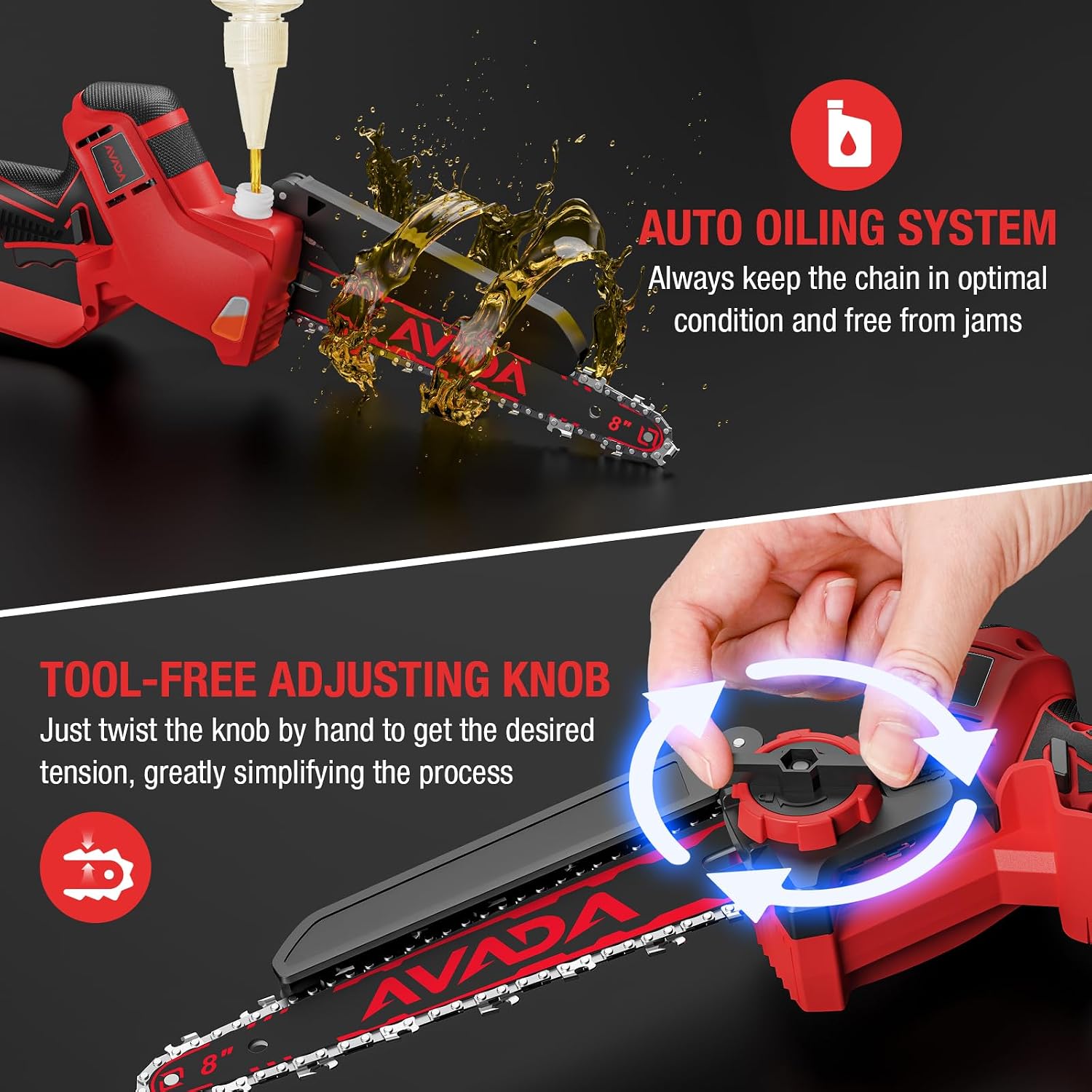 2-IN-1 Cordless 8-Inch Pole Saw & Chainsaw for Milwaukee M18 Battery - 1200W Brushless Motor, Total Reach of Max 15.9