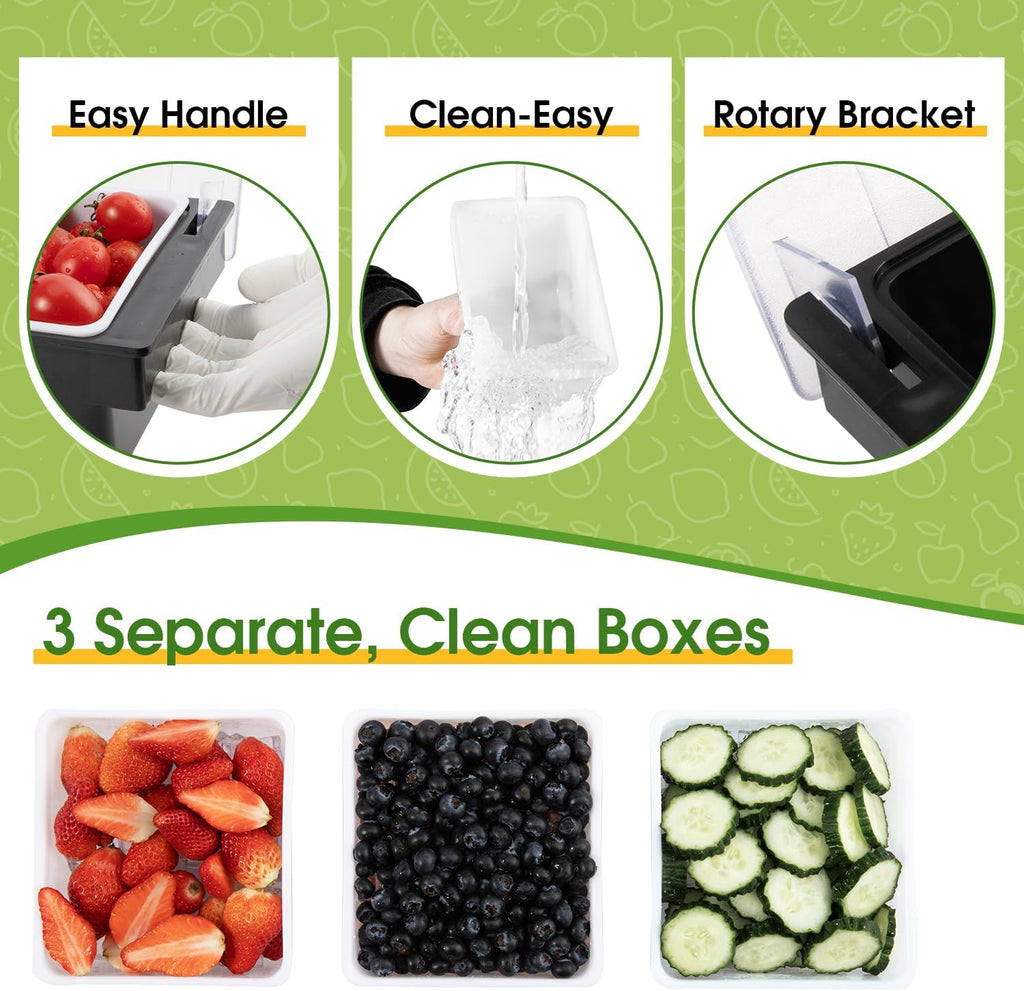 Ice Cooled Condiment Serving Container Fruit Veggie Condiment Caddy Plastic Garnish Station with Lid for Fruit,Ice