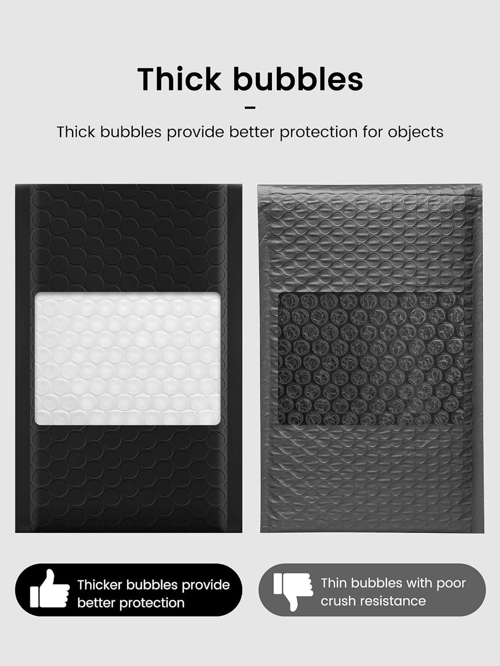 Black Bubble Mailers 4x8 Inches 50 Pack Self-seal Shipping Bags