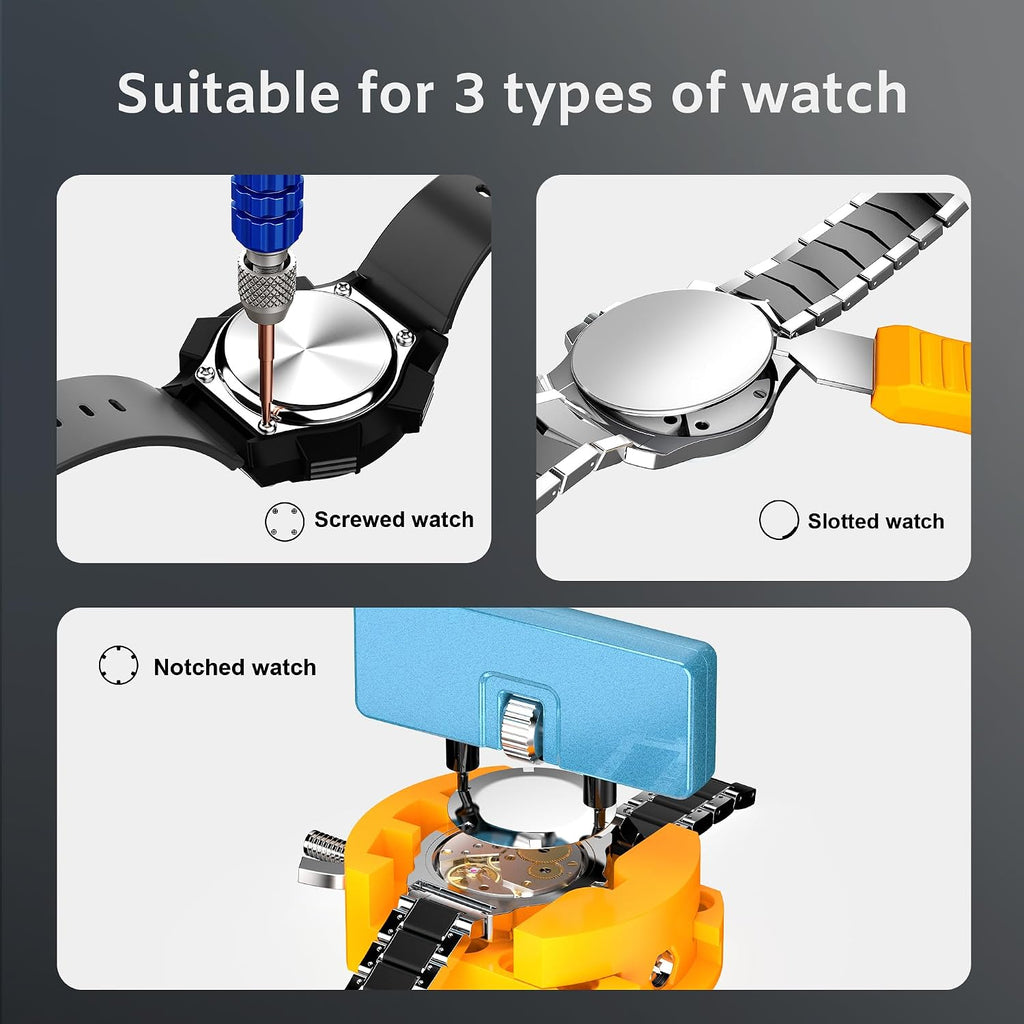Watch Repair Kit for Battery Replacement & Link Removal, Resizing &Opener, Watch Repair and Cleaning Screwdriver Set