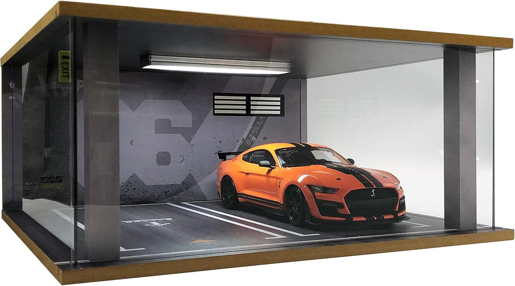 1/18 Scale Model Car Display Case for Die-Cast Cars, 2 Parkings 86 | 1:18 Car Garage Display Case with Clear Acrylic